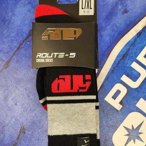 509 Route-5 Men's Casual Socks L/XL 9-12 Black/Red/Gray